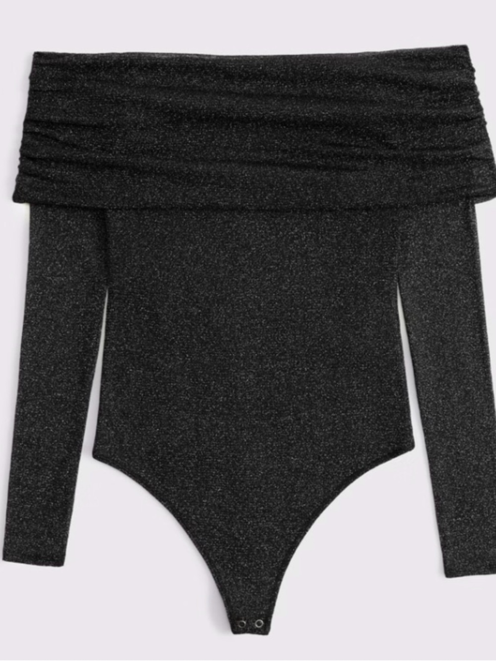 Abercrombie & Fitch Black Long-Sleeve Off-The-Shoulder Mesh Bodysuit - Picture 1 of 5
